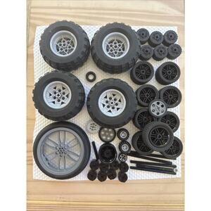 Huge Lot Lego Mindstorm Technic Wheels Tires Rims Rubber Big Semi Monster Truck